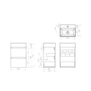 Mini onderkast met 2 laden 45 cm glans wit en wastafel keramiek glans wit - maattekening