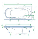 Bob bad met douchegedeelte 180x80x42cm zonder poten