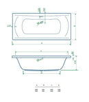 Wellness bad 180x80x42cm zonder poten