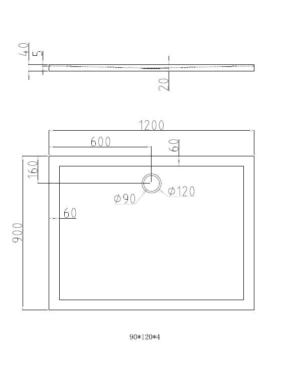 Dona Lage Rechthoekige Douchebak 120 x 90 x 4 cm