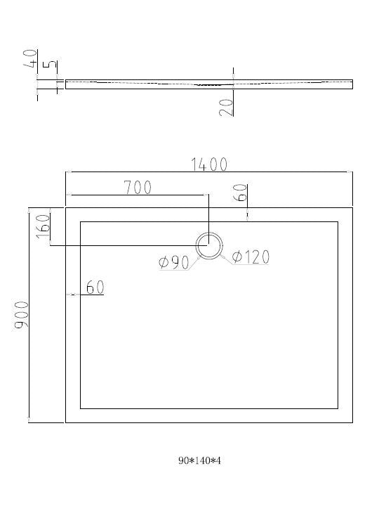Dona Lage Rechthoekige Douchebak 140 x 90 x 4 cm