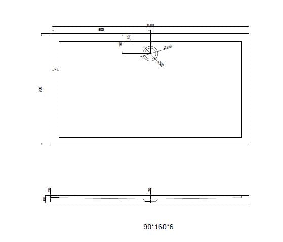 Dona Lage Rechthoekige Douchebak 160 x 90 x 6 cm