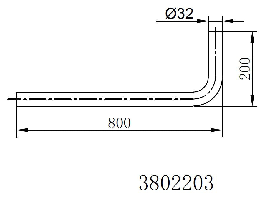 Chrome Vloerbuis 800x200x32 mm