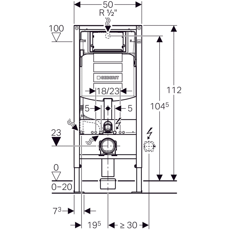 Geberit Inbouwreservoir 112 cm Duo-fix Sigma UP320 111.300.005 + bev.set 111.815.001