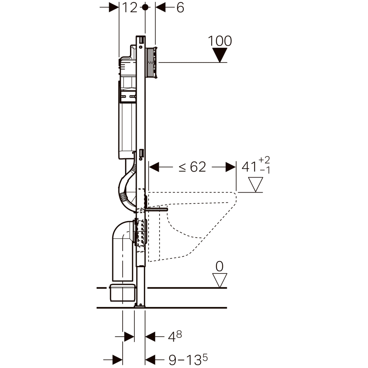 Geberit Inbouwreservoir 112 cm Duo-Fix Sigma UP320 111.300.005 + Bev.set 111.815.001