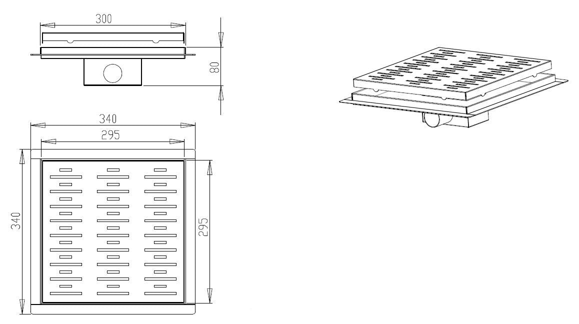 N-Square Doucheput met Flens 30x30x7.7cm