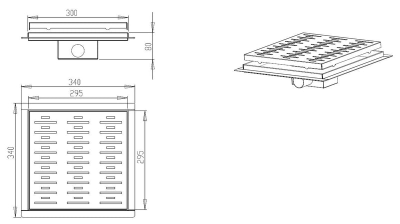 N-Square doucheput met flens 30x30x7.7cm