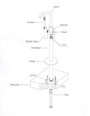 Chrome Power Vrijstaande Badkraan H=120cm