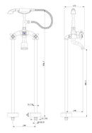 Liberty nostalgische vrijstaande badkraan H=93cm