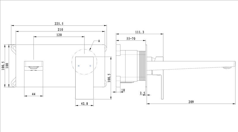 A-Line Meta inbouw-wandmengkraan