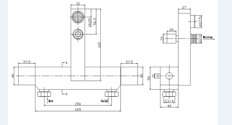 Square Badthermostaat rvs--look