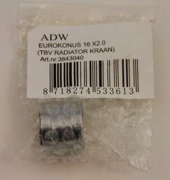 Eurokonus 16x2.0x1/2 PE Aflex Buis T.b.v.rad/regel-T