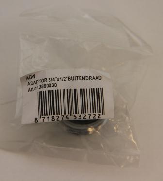 Verloopkoppeling 1/2x3/4 T.b.v.onderblok 3860010-3860020-4009820-4009830