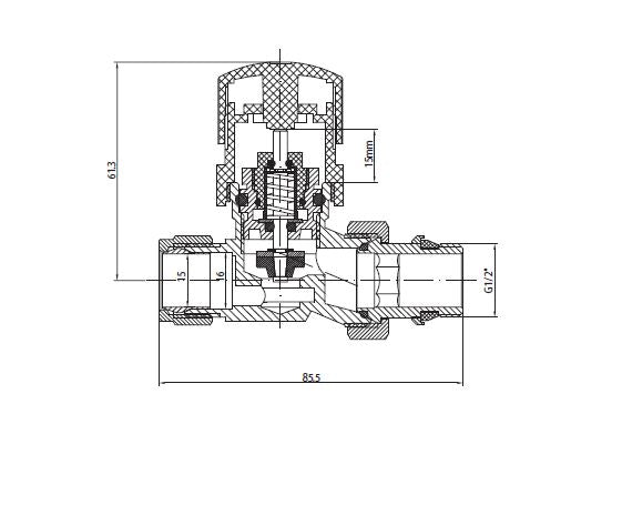 Thermostatische Radiatorkraan Recht 1/2x15mm