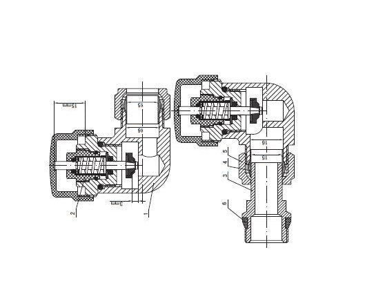 Thermostatische radiatorkraan axiaal 1/2x15mm