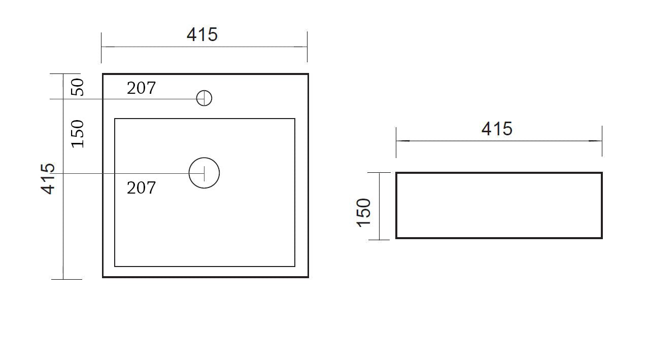 Store wastafel 41x41x15cm
