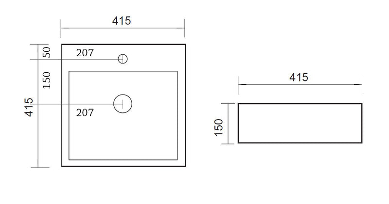 Store wastafel 41x41x15cm