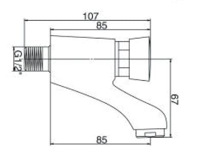 Chrome Delay-Wand wand toiletkraan