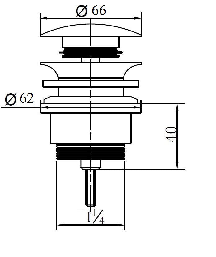 Laag clic-waste z/overloop 5/4 RVS-look