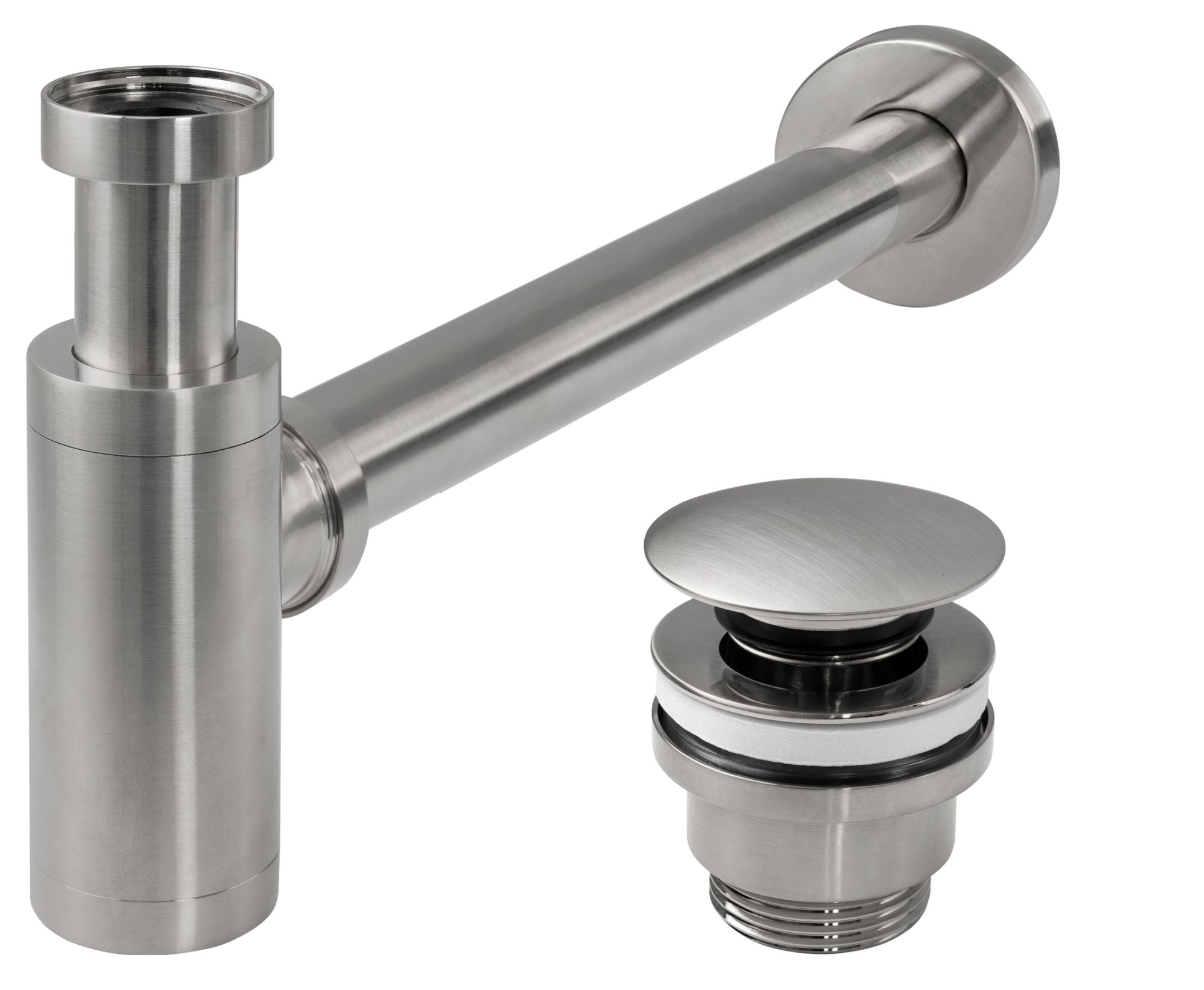 Rea Wastafelsifon Brush Nickel Inox