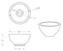 Maattekening – Raw waskom rond 20x11 cm hardsteen gezoet