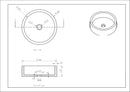 Maattekening – Raw waskom rond hamerslag 40x12 cm hardsteen gezoet