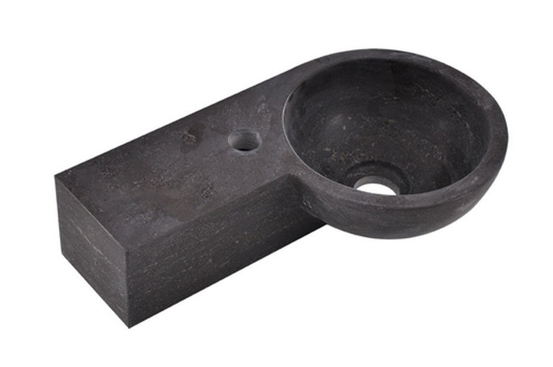 Fontein links rond 40x23x10 cm hardsteen gezoet