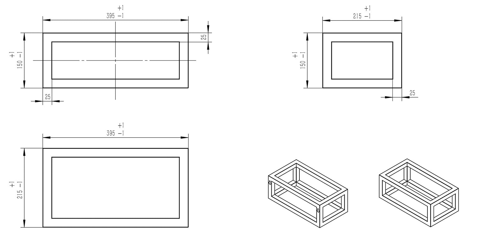 Maattekening Wiesbaden Nick frame voor fontein 395 x 150 x 215 mm mat wit