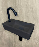 Fonteinset Rhea S mini met fontein links quartz, kraan, sifon en afvoerplug mat zwart