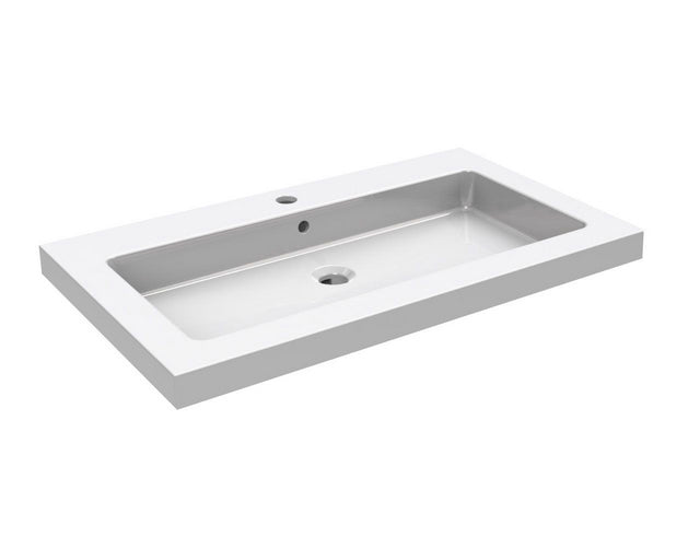 Kera wastafel enkel met 1 kraangat 60x46x5 cm keramiek glans wit – Wiesbaden – Glans Wit – Meubelwastafel | Dealplein
