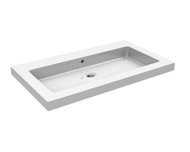 Kera wastafel enkel zonder kraangat 80x46x5 cm keramiek glans wit – Wiesbaden – Glans Wit – Meubelwastafel | Dealplein