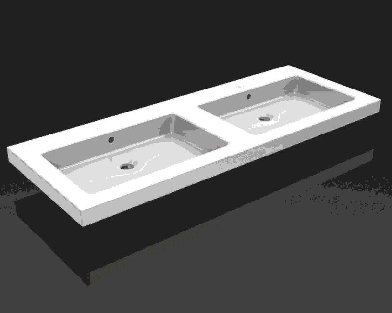 Wiesbaden Kera wastafel dubbel zonder kraangat 120x46x5 cm keramiek glans wit