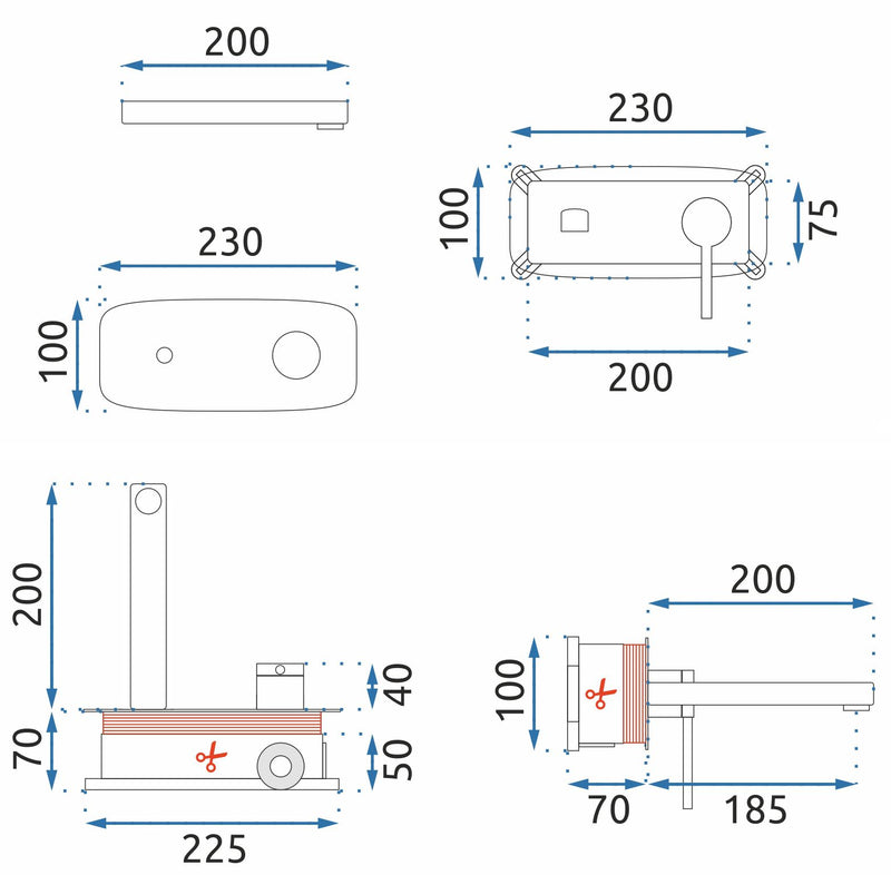 Inbouw wastafelkraan Rea Oval Black + BOX - View 7