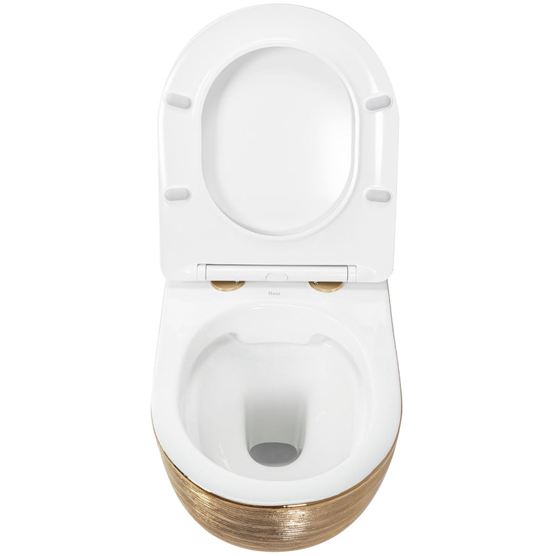 Hangende toilet Rea Carlo Mini Flat Gold Brush - View 4