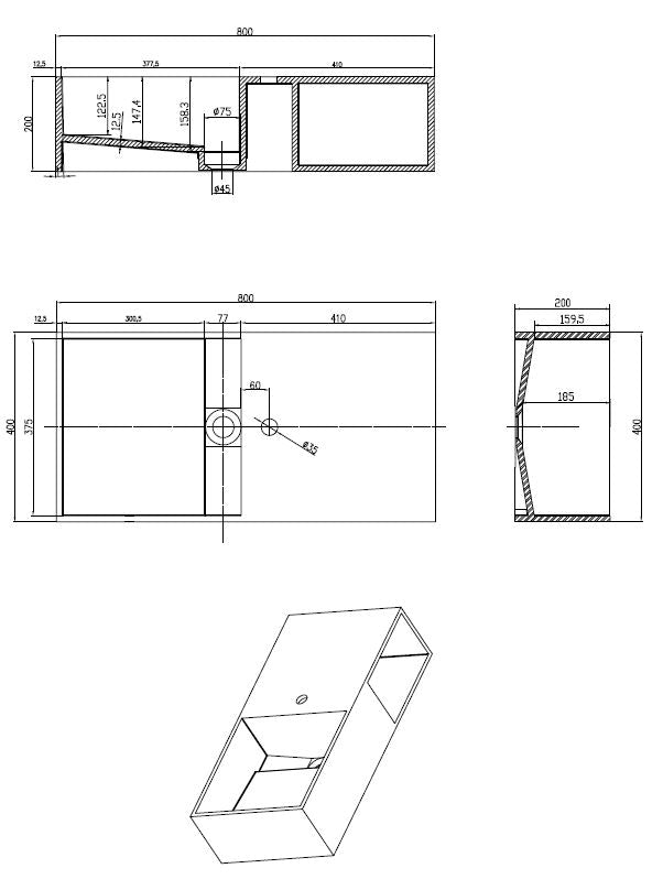 Qwee-80 wastafel Just-Solid 80x40x20cm