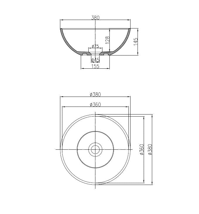 Rondy opbouw-waskom Just-Solid 38 cm