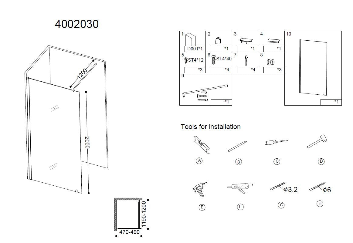 Detail van inloopdouche ADW Erico 500 47 49 Chroom
