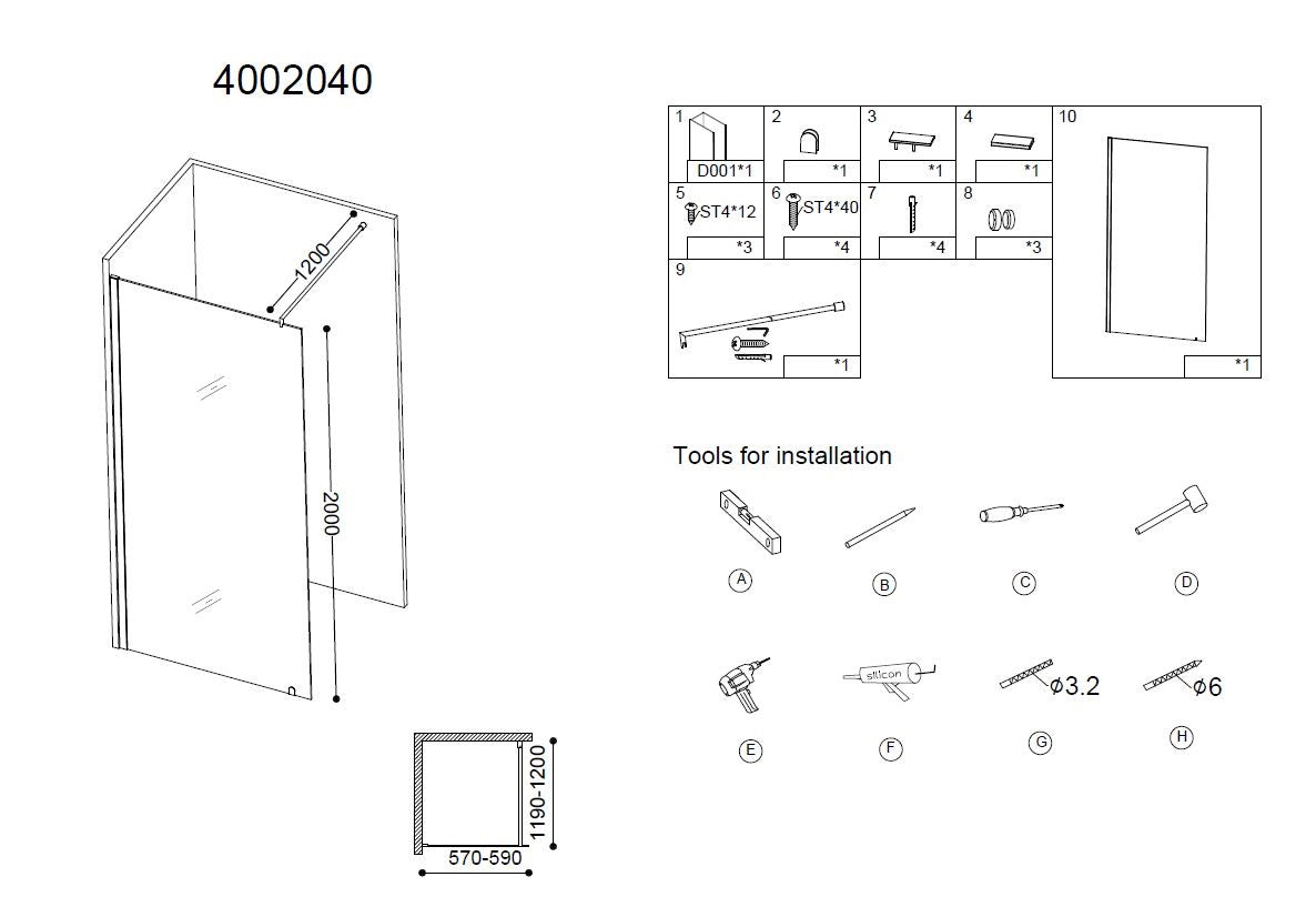 Detail van inloopdouche ADW Erico 600 57 59 Chroom