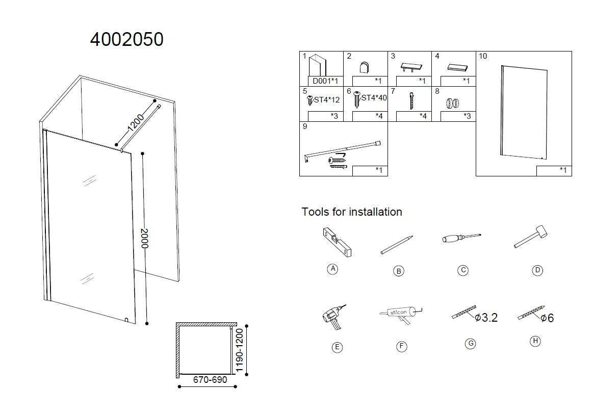 Detail van inloopdouche ADW Erico 700 67 69 Chroom