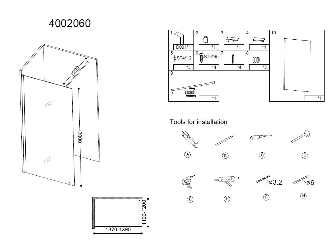Detail van inloopdouche ADW Erico 1400 137 139 Chroom