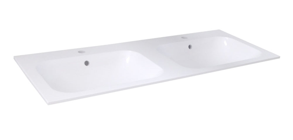 Duo-Wastafel 120 cm t.b.v. Meubel Bora met 2 Kraangaten