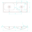 duo-wastafel 120 cm tbv. meubel Bora zonder kraangaten