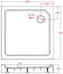 Project opbouwdouchebak vierkant 90x90x14 cm