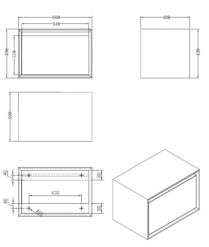 Badmeubel Horizon kast Just-Solid 60 x 40 x 40 cm