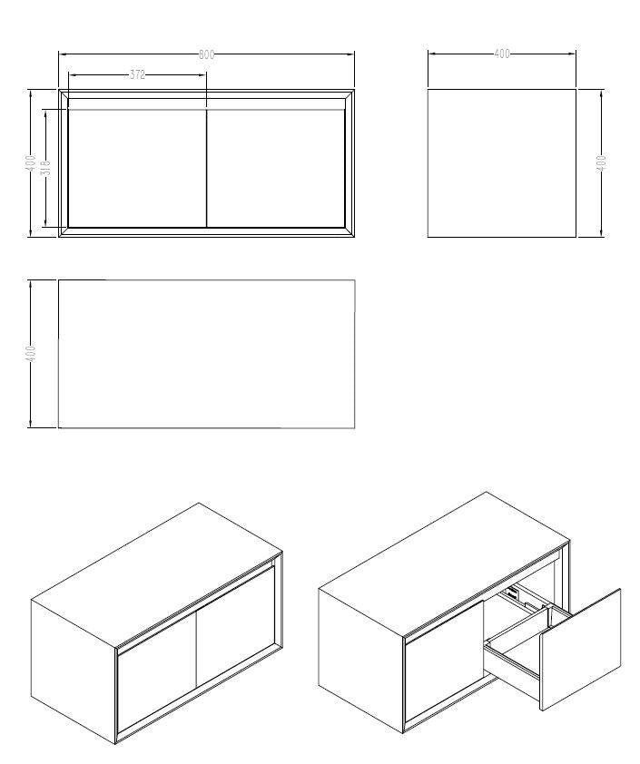 Badmeubel Horizon kast Just-Solid 80 x 40 x 40 cm