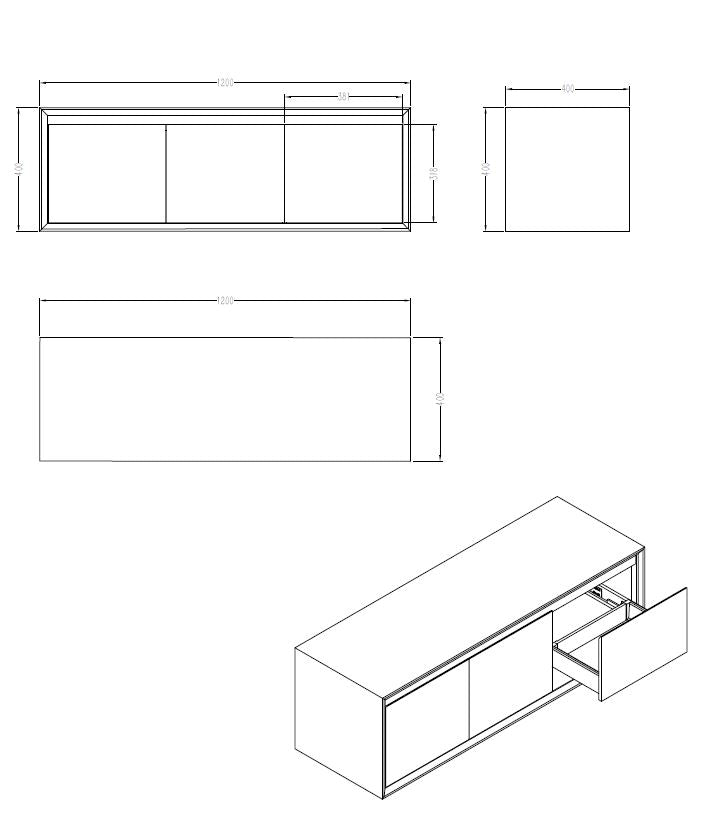 Badmeubel Horizon kast Just-Solid 120 x 40 x 40 cm