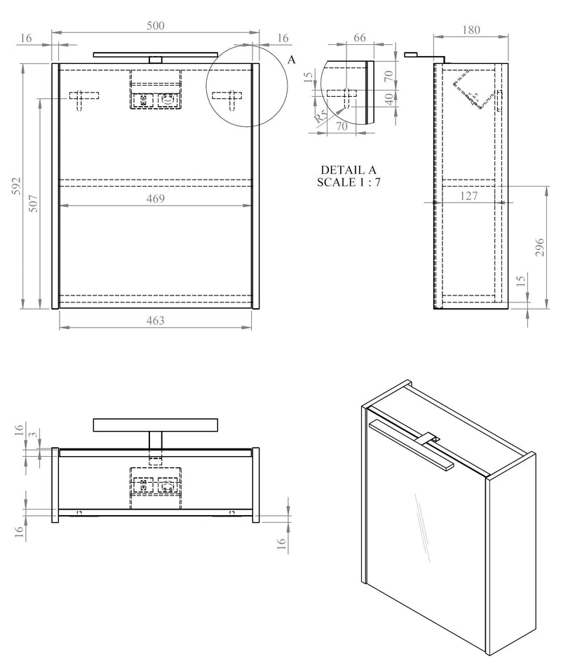 Happy MDF spiegelkast + verlichting 50x60cm