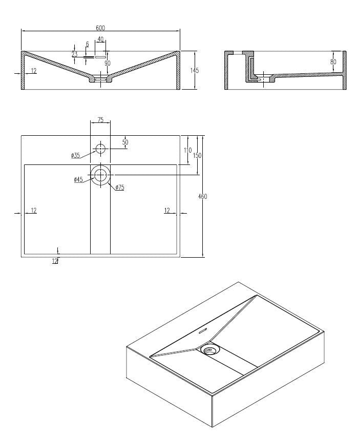 Oasis wastafel Just-Solid 60x45x14,5cm