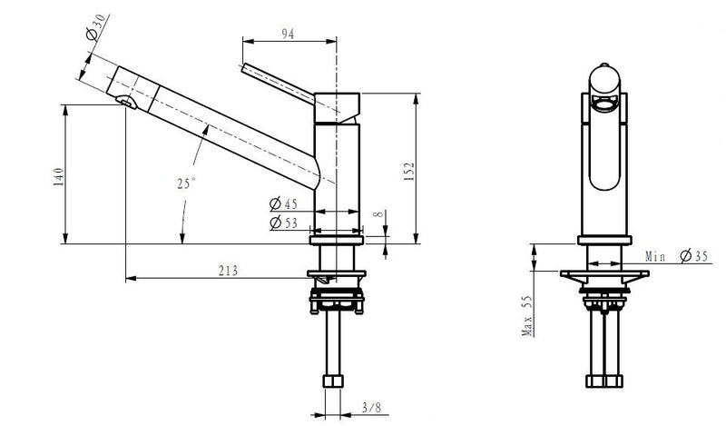 Ore-Andra keukenkraan RVS-304