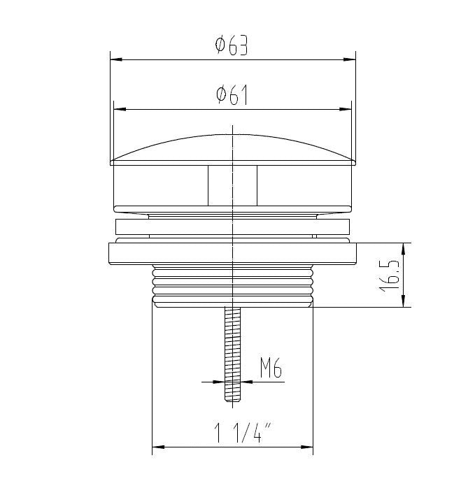 Chroom Low fontein afvoerplug 5/4